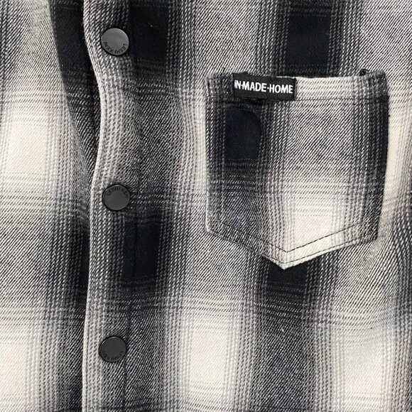 Y2K Original Fashion heavy/thick black grey white plaid girls fleece long sleeve - Picture 2 of 8